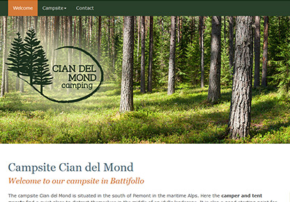 Campingplatz Cian del Mond: englische Startseite
