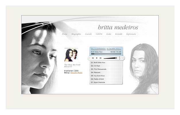 Website der Stuttgarter Sängerin Britta Medeiros